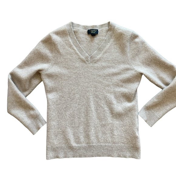 Charter Club Cashmere Metallic Size S V-Neck Tan Sweater - Picture 4 of 11